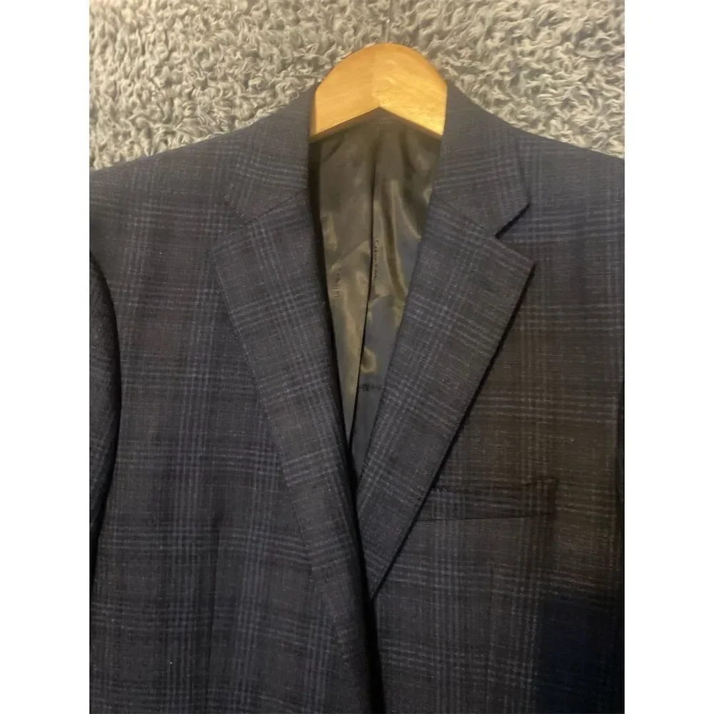 Calvin Klein Men's Check Blazer Size 40 Multicolor Formal Slim Fit